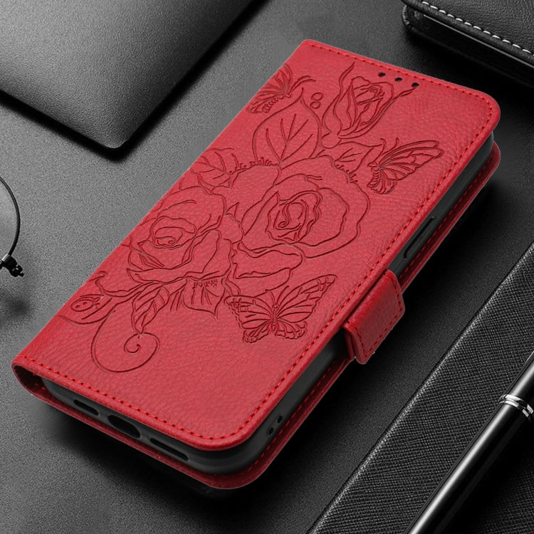 For Redmi K70 Ultra 5G Global Embossed Rose RFID Anti-theft Leather Phone Case(Red) - Xiaomi Cases by PMC Jewellery | Online Shopping South Africa | PMC Jewellery | Buy Now Pay Later Mobicred