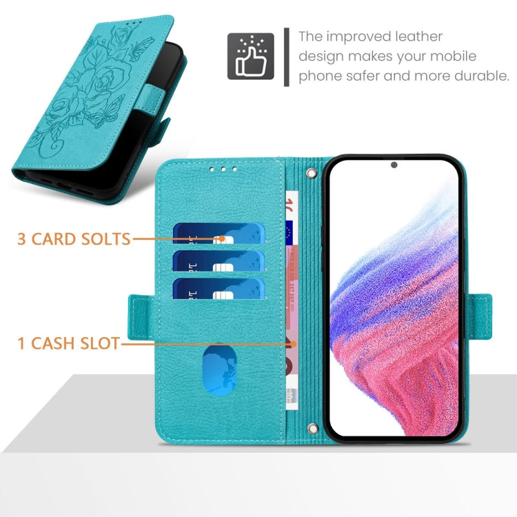 For Redmi K70 Ultra 5G Global Embossed Rose RFID Anti-theft Leather Phone Case(Light Blue) - Xiaomi Cases by PMC Jewellery | Online Shopping South Africa | PMC Jewellery | Buy Now Pay Later Mobicred