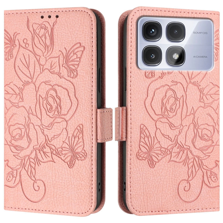 For Redmi K70 Ultra 5G Global Embossed Rose RFID Anti-theft Leather Phone Case(Pink) - Xiaomi Cases by PMC Jewellery | Online Shopping South Africa | PMC Jewellery | Buy Now Pay Later Mobicred