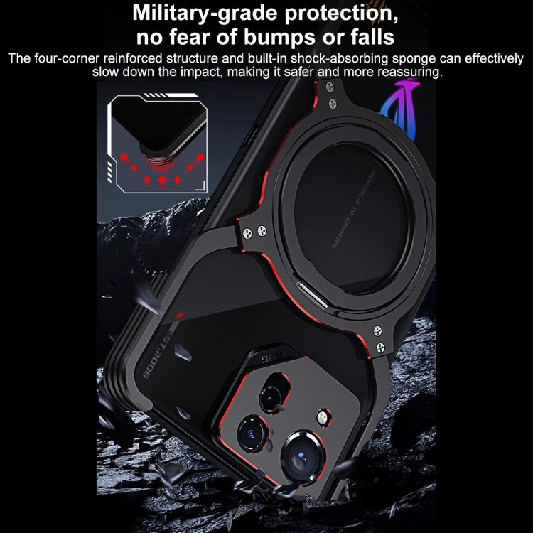 For Asus ROG Phone 8 / 8 Pro Mechanical Arm Borderless MagSafe Holder Metal Phone Case(Black Purple) - ASUS Cases by PMC TechLife | Online Shopping South Africa | PMC TechLife | Buy Now Pay Later Mobicred