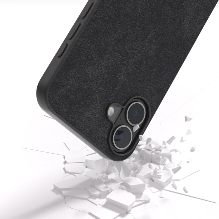 For iPhone 16 Black Frame PU Leather Full Coverage Phone Case(Black) - iPhone 16 Cases by PMC Jewellery | Online Shopping South Africa | PMC Jewellery | Buy Now Pay Later Mobicred