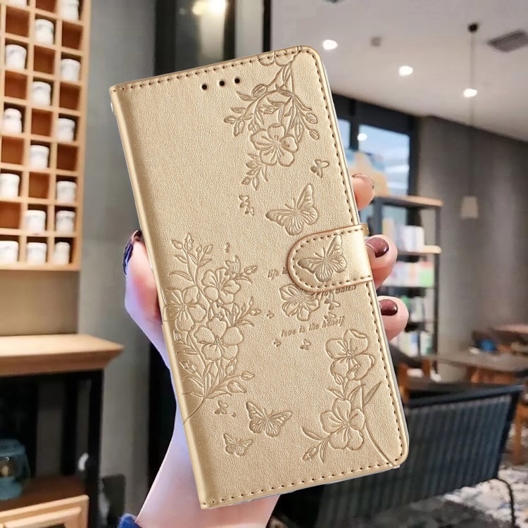 For Blackview A55 Pro Butterflies and Flowers Leather Phone Case(Gold) - More Brand by PMC Jewellery | Online Shopping South Africa | PMC Jewellery | Buy Now Pay Later Mobicred