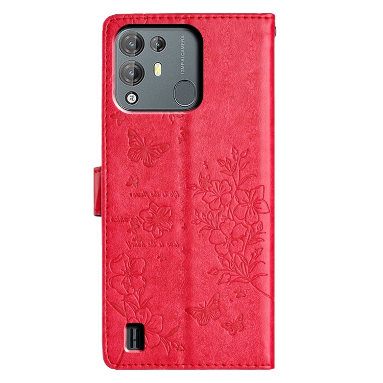 For Blackview A55 Pro Butterflies and Flowers Leather Phone Case(Red) - More Brand by PMC Jewellery | Online Shopping South Africa | PMC Jewellery | Buy Now Pay Later Mobicred