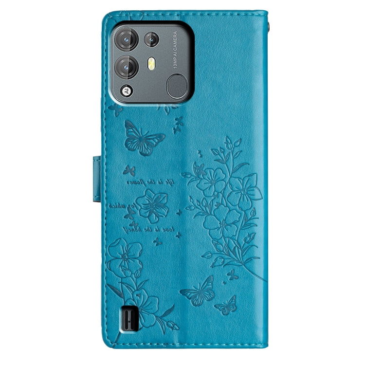 For Blackview A55 Pro Butterflies and Flowers Leather Phone Case(Blue) - More Brand by PMC Jewellery | Online Shopping South Africa | PMC Jewellery | Buy Now Pay Later Mobicred