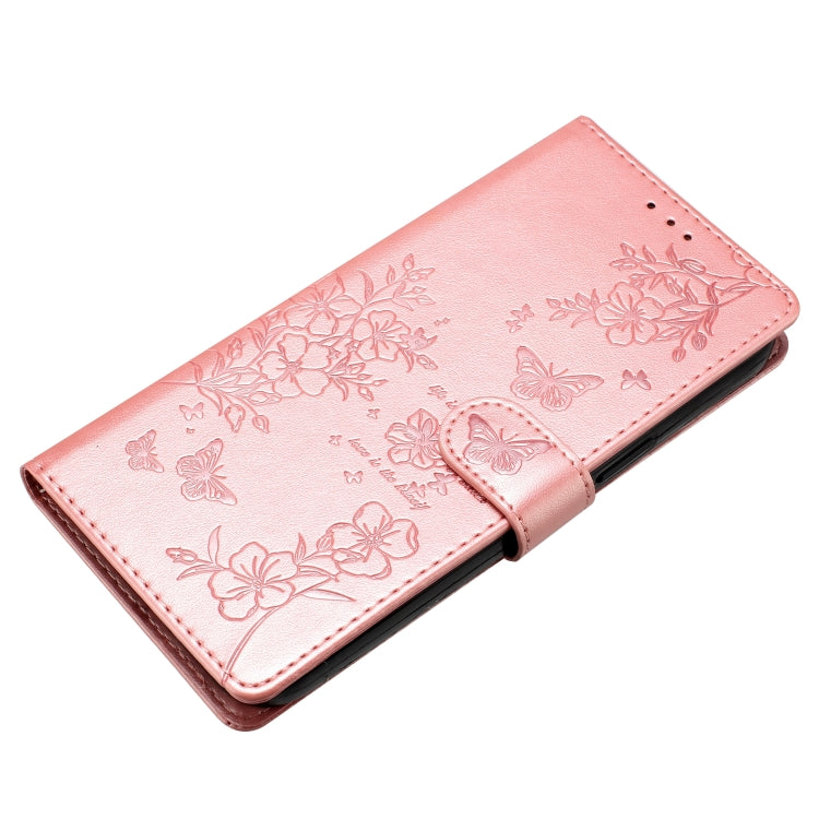 For Blackview A53 / A53 Pro Butterflies and Flowers Leather Phone Case(Rose Gold) - More Brand by PMC TechLife | Online Shopping South Africa | PMC TechLife | Buy Now Pay Later Mobicred