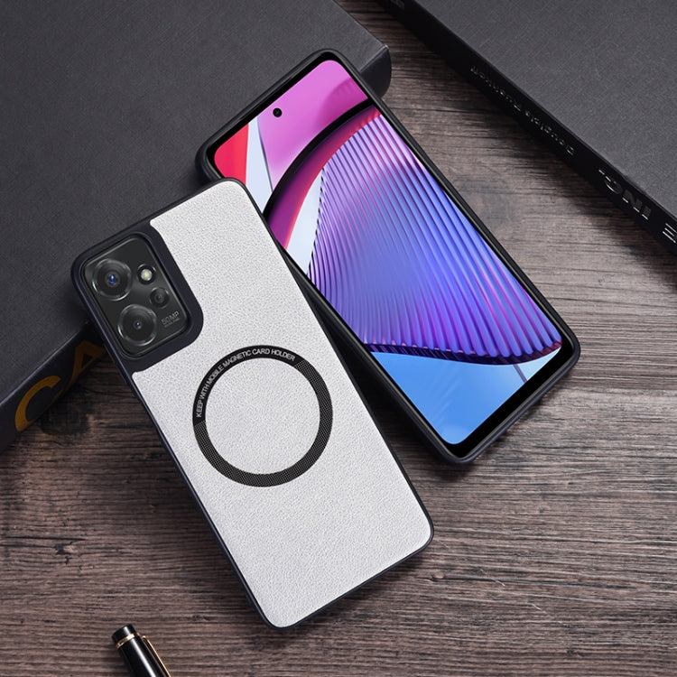 For Motorola Moto G 5G 2024 PU MagSafe Magnetic Phone Case(White) - Motorola Cases by PMC Jewellery | Online Shopping South Africa | PMC Jewellery | Buy Now Pay Later Mobicred