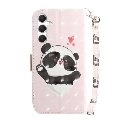 For Samsung Galaxy S25 5G 3D Colored Horizontal Flip Leather Phone Case(Heart Panda) - Galaxy S25 5G Cases by PMC Jewellery | Online Shopping South Africa | PMC Jewellery | Buy Now Pay Later Mobicred