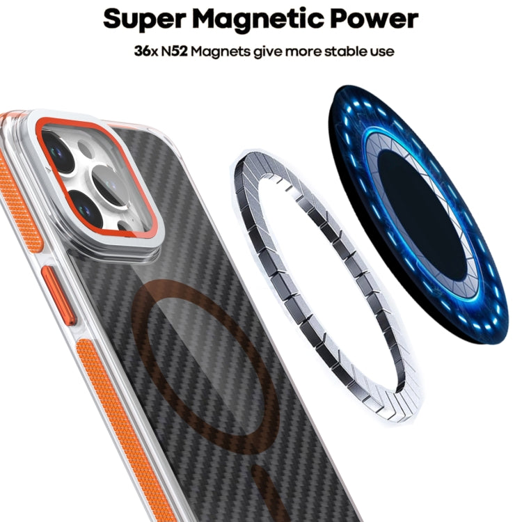 For iPhone 16 Pro Max Magsafe Dual-Color Carbon Fiber Lens Film Phone Case with Lens Fold Holder(Gray) - iPhone 16 Pro Max Cases by PMC Jewellery | Online Shopping South Africa | PMC Jewellery | Buy Now Pay Later Mobicred