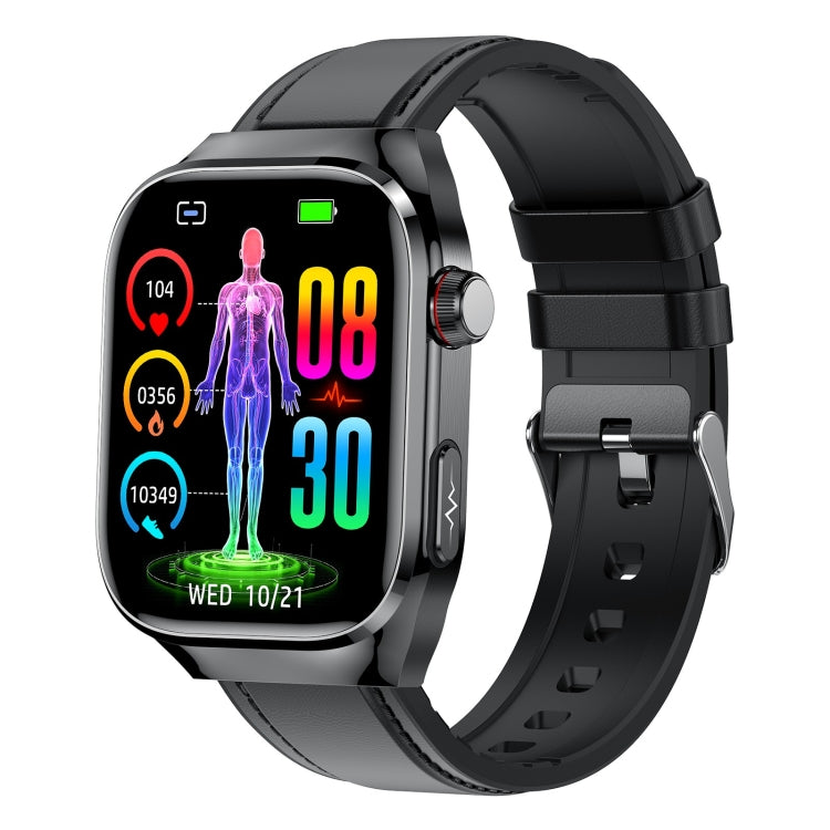 TK16 2.04 inch LCD Screen Leather Strap Smart Watch Supports Health Monitoring(Black) - Smart Watches by PMC TechLife | Online Shopping South Africa | PMC TechLife | Buy Now Pay Later Mobicred