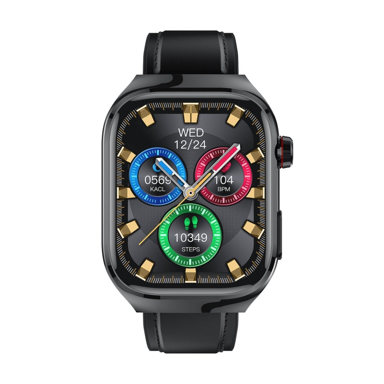 TK16 2.04 inch LCD Screen Leather Strap Smart Watch Supports Health Monitoring(Black) - Smart Watches by PMC TechLife | Online Shopping South Africa | PMC TechLife | Buy Now Pay Later Mobicred