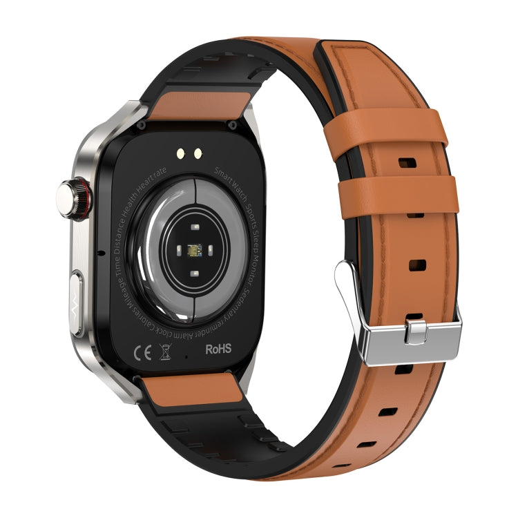 TK16 2.04 inch LCD Screen Leather Strap Smart Watch Supports Health Monitoring(Brown) - Smart Watches by PMC Jewellery | Online Shopping South Africa | PMC Jewellery | Buy Now Pay Later Mobicred