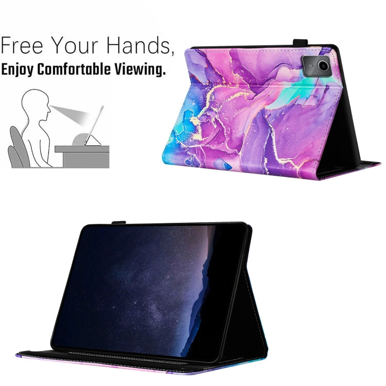 For Lenovo Tab M11/ Xiaoxin Pad 11 2024 Marble Litchi Leather Smart Tablet Case(Purple) - Lenovo by PMC Jewellery | Online Shopping South Africa | PMC Jewellery | Buy Now Pay Later Mobicred