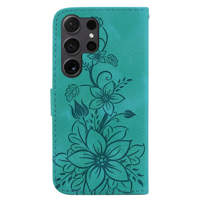 For Samsung Galaxy S25 Ultra 5G Lily Embossed Leather Phone Case(Green) - Galaxy S25 Ultra 5G Cases by PMC Jewellery | Online Shopping South Africa | PMC Jewellery | Buy Now Pay Later Mobicred