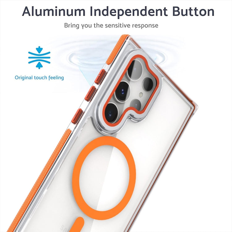 For Samsung Galaxy S24 Ultra 5G Dual-Color Clear Acrylic Hybrid TPU MagSafe Lens Film Phone Case with Holder(Gray) - free shipping - PMC Jewellery - Order now!