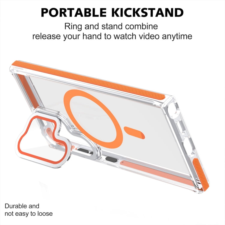 For Samsung Galaxy S24 Ultra 5G Dual-Color Clear Acrylic Hybrid TPU MagSafe Lens Film Phone Case with Holder(Gray) - free shipping - PMC Jewellery - Order now!