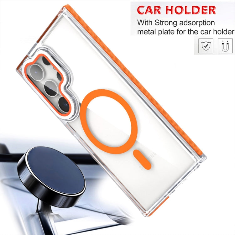 For Samsung Galaxy S24 Ultra 5G Dual-Color Clear Acrylic Hybrid TPU MagSafe Lens Film Phone Case with Holder(Gray) - free shipping - PMC Jewellery - Order now!