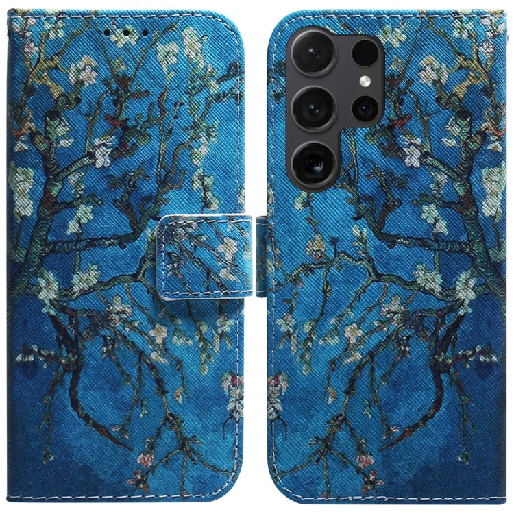 For Samsung Galaxy S25 Ultra 5G Coloured Drawing Flip Leather Phone Case(Apricot) - Galaxy S25 Ultra 5G Cases by PMC Jewellery | Online Shopping South Africa | PMC Jewellery | Buy Now Pay Later Mobicred