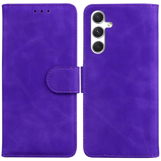 For Samsung Galaxy S25+ 5G Skin Feel Pure Color Flip Leather Phone Case(Purple) - Galaxy S25+ 5G Cases by PMC Jewellery | Online Shopping South Africa | PMC Jewellery | Buy Now Pay Later Mobicred