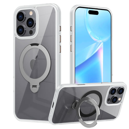 For iPhone 16 Pro Transparent MagSafe Magnetic Rotating Ring Holder Phone Case(White) - iPhone 16 Pro Cases by PMC Jewellery | Online Shopping South Africa | PMC Jewellery | Buy Now Pay Later Mobicred