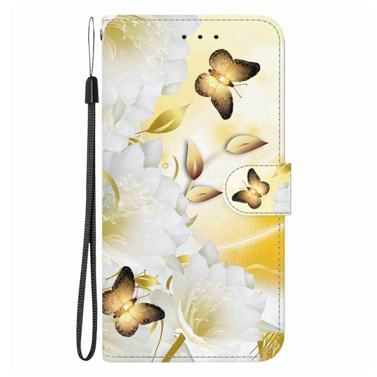 For Samsung Galaxy S25 5G Crystal Texture Colored Drawing Leather Phone Case(Gold Butterfly Epiphyllum) - Galaxy S25 5G Cases by PMC Jewellery | Online Shopping South Africa | PMC Jewellery | Buy Now Pay Later Mobicred