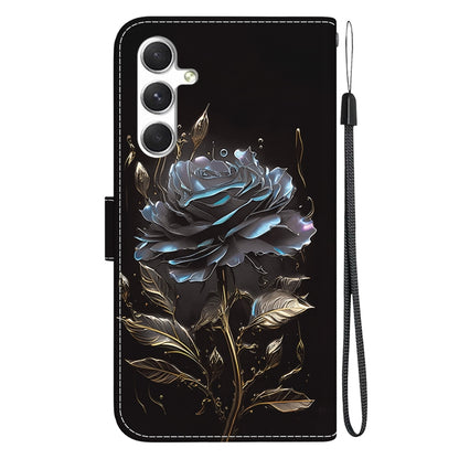 For Samsung Galaxy S25+ 5G Crystal Texture Colored Drawing Leather Phone Case(Black Rose) - Galaxy S25+ 5G Cases by PMC Jewellery | Online Shopping South Africa | PMC Jewellery | Buy Now Pay Later Mobicred