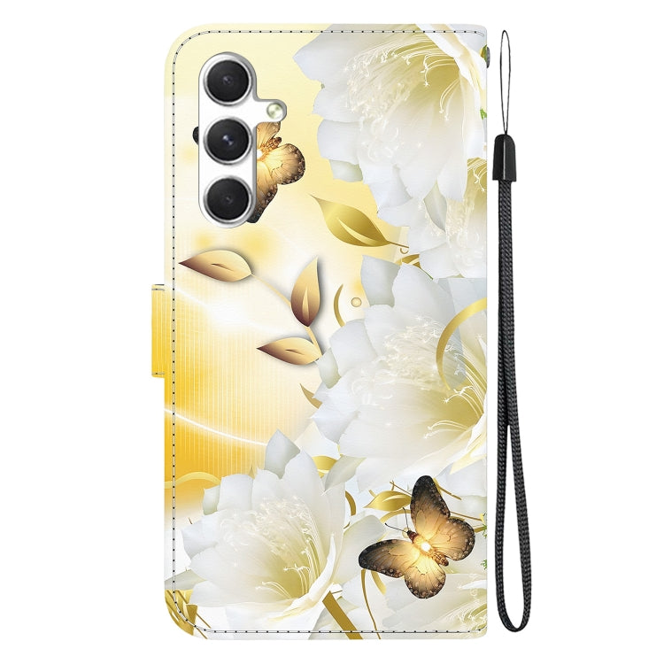 For Samsung Galaxy S25+ 5G Crystal Texture Colored Drawing Leather Phone Case(Gold Butterfly Epiphyllum) - Galaxy S25+ 5G Cases by PMC Jewellery | Online Shopping South Africa | PMC Jewellery | Buy Now Pay Later Mobicred