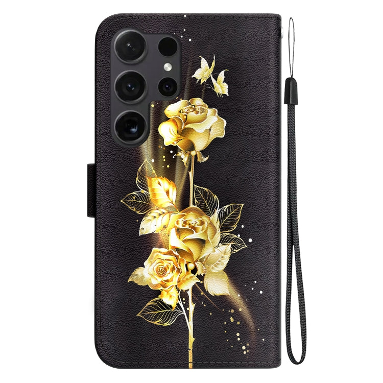 For Samsung Galaxy S25 Ultra 5G Crystal Texture Colored Drawing Leather Phone Case(Gold Butterfly Rose) - Galaxy S25 Ultra 5G Cases by PMC Jewellery | Online Shopping South Africa | PMC Jewellery | Buy Now Pay Later Mobicred