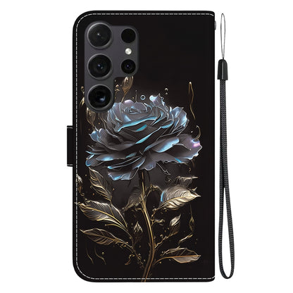 For Samsung Galaxy S25 Ultra 5G Crystal Texture Colored Drawing Leather Phone Case(Black Rose) - Galaxy S25 Ultra 5G Cases by PMC Jewellery | Online Shopping South Africa | PMC Jewellery | Buy Now Pay Later Mobicred