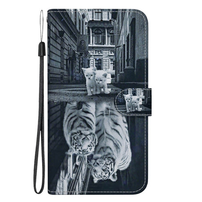 For Samsung Galaxy S25 Ultra 5G Crystal Texture Colored Drawing Leather Phone Case(Cat Tiger Reflection) - Galaxy S25 Ultra 5G Cases by PMC Jewellery | Online Shopping South Africa | PMC Jewellery | Buy Now Pay Later Mobicred