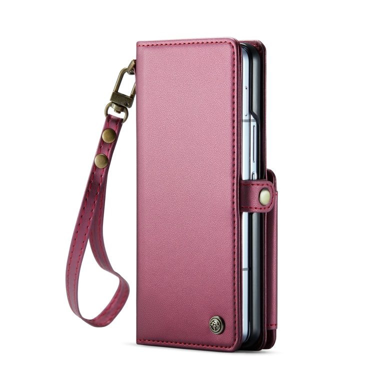 For Samsung Galaxy Z Fold6 5G CaseMe C22 PC+TPU Business Style RFID Anti-theft Lanyard Leather Phone Case with Pen Slot(Wine Red) - Galaxy Z Fold6 5G Cases by CaseMe | Online Shopping South Africa | PMC Jewellery | Buy Now Pay Later Mobicred