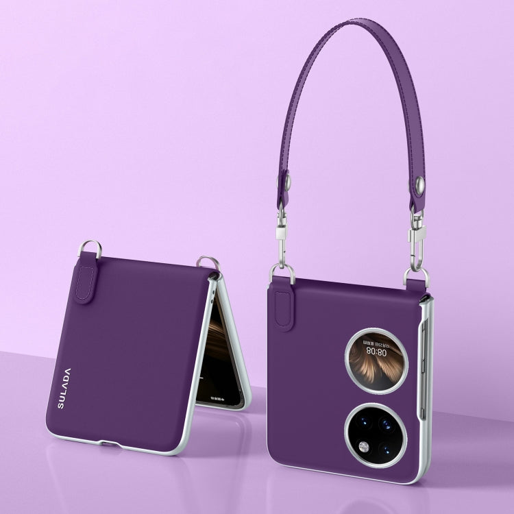 For Huawei P50 Pocket / Pocket S SULADA Skin Feel Liquid Leather Phone Case with Strap(Purple) - free shipping - PMC TechLife - Order now!