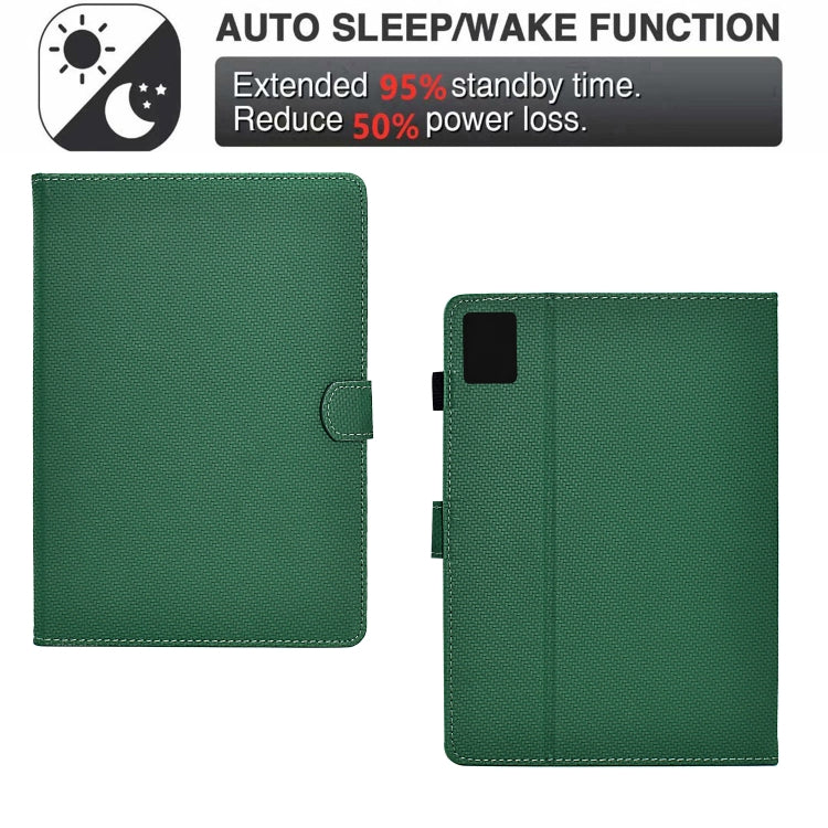 For Lenovo Tab M11 / Xiaoxin Pad 2024 Solid Color Fiber Texture Smart Tablet Leather Case(Green) - Lenovo by PMC Jewellery | Online Shopping South Africa | PMC Jewellery | Buy Now Pay Later Mobicred