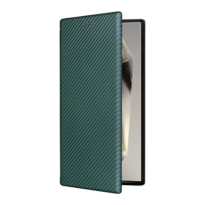 For Samsung Galaxy S25 Ultra 5G Carbon Fiber Texture Flip Leather Phone Case(Green) - Galaxy S25 Ultra 5G Cases by PMC Jewellery | Online Shopping South Africa | PMC Jewellery | Buy Now Pay Later Mobicred