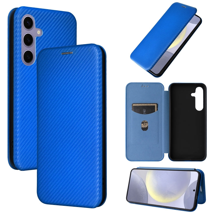 For Samsung Galaxy S25 5G Carbon Fiber Texture Flip Leather Phone Case(Blue) - Galaxy S25 5G Cases by PMC Jewellery | Online Shopping South Africa | PMC Jewellery | Buy Now Pay Later Mobicred