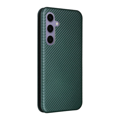 For Samsung Galaxy S25 5G Carbon Fiber Texture Flip Leather Phone Case(Green) - Galaxy S25 5G Cases by PMC Jewellery | Online Shopping South Africa | PMC Jewellery | Buy Now Pay Later Mobicred