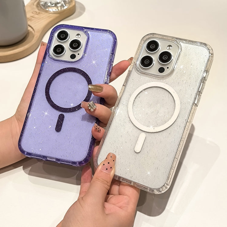 For iPhone 16 Pro Max Glitter Powder TPU Hybrid PC MagSafe Phone Case(Translucent) - iPhone 16 Pro Max Cases by PMC TechLife | Online Shopping South Africa | PMC TechLife | Buy Now Pay Later Mobicred