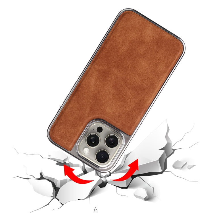 For iPhone 16 Electroplated Side PU Hybrid TPU MagSafe Phone Case(Brown) - iPhone 16 Cases by PMC TechLife | Online Shopping South Africa | PMC TechLife | Buy Now Pay Later Mobicred