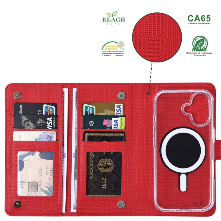 For iPhone 16 Plus ViLi GHA-C Series RFID MagSafe Magnetic Flip Leather Phone Case(Red) - iPhone 16 Plus Cases by ViLi | Online Shopping South Africa | PMC Jewellery | Buy Now Pay Later Mobicred