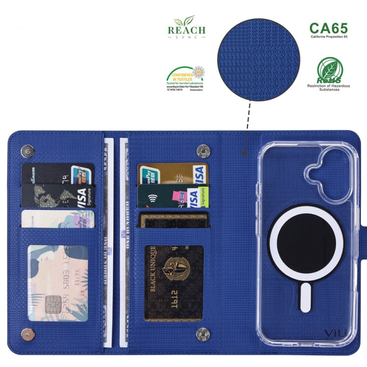 For iPhone 16 Plus ViLi GHA-C Series RFID MagSafe Magnetic Flip Leather Phone Case(Blue) - iPhone 16 Plus Cases by ViLi | Online Shopping South Africa | PMC Jewellery | Buy Now Pay Later Mobicred