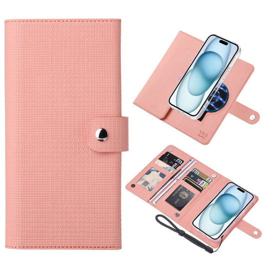 For iPhone 15 ViLi GHA-C Series RFID MagSafe Magnetic Flip Leather Phone Case(Pink) - iPhone 15 Cases by ViLi | Online Shopping South Africa | PMC Jewellery | Buy Now Pay Later Mobicred