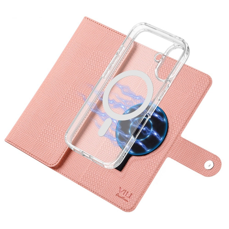For iPhone 15 ViLi GHA-C Series RFID MagSafe Magnetic Flip Leather Phone Case(Pink) - free shipping - PMC Jewellery - Order now!