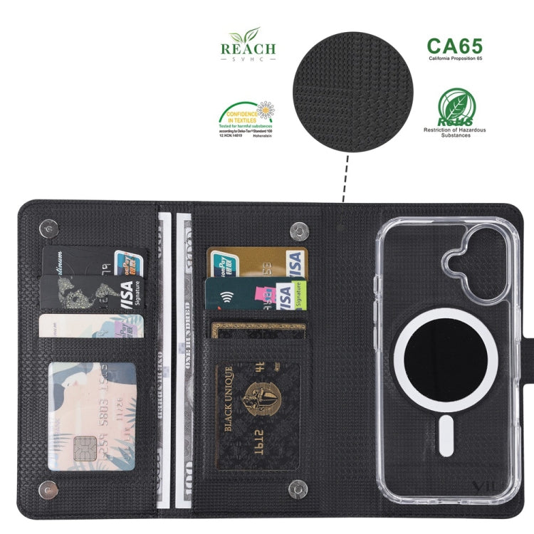 For iPhone 15 ViLi GHA-C Series RFID MagSafe Magnetic Flip Leather Phone Case(Black) - free shipping - PMC Jewellery - Order now!