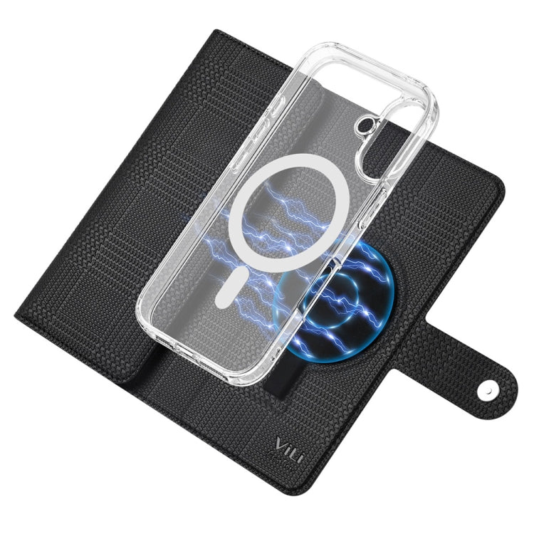 For iPhone 15 ViLi GHA-C Series RFID MagSafe Magnetic Flip Leather Phone Case(Black) - free shipping - PMC Jewellery - Order now!