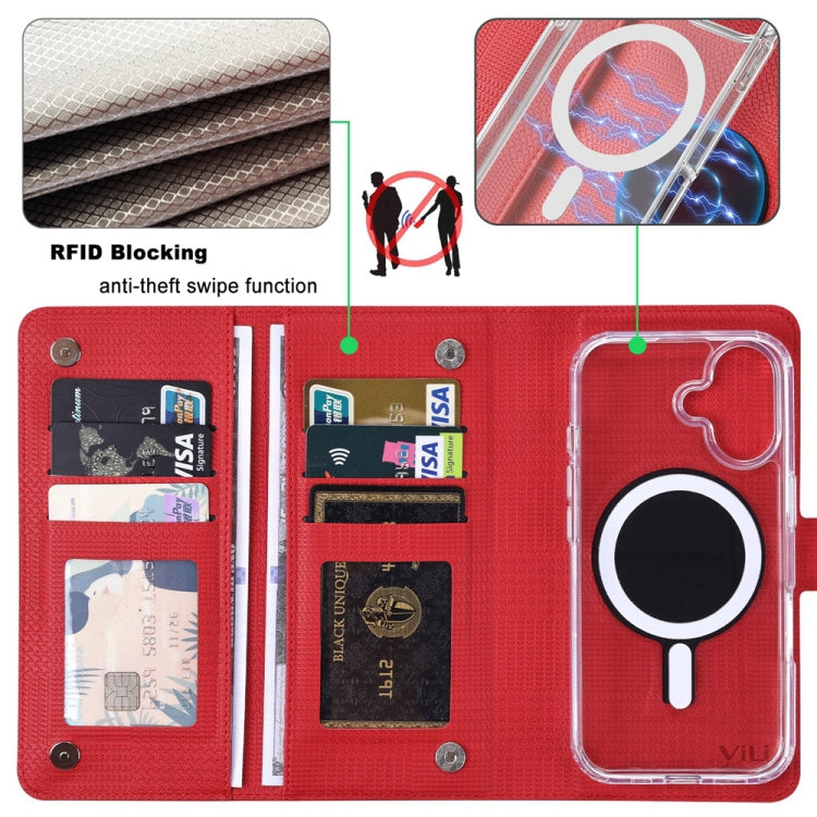 For iPhone 15 Pro ViLi GHA-C Series RFID MagSafe Magnetic Flip Leather Phone Case(Red) - iPhone 15 Pro Cases by ViLi | Online Shopping South Africa | PMC Jewellery | Buy Now Pay Later Mobicred
