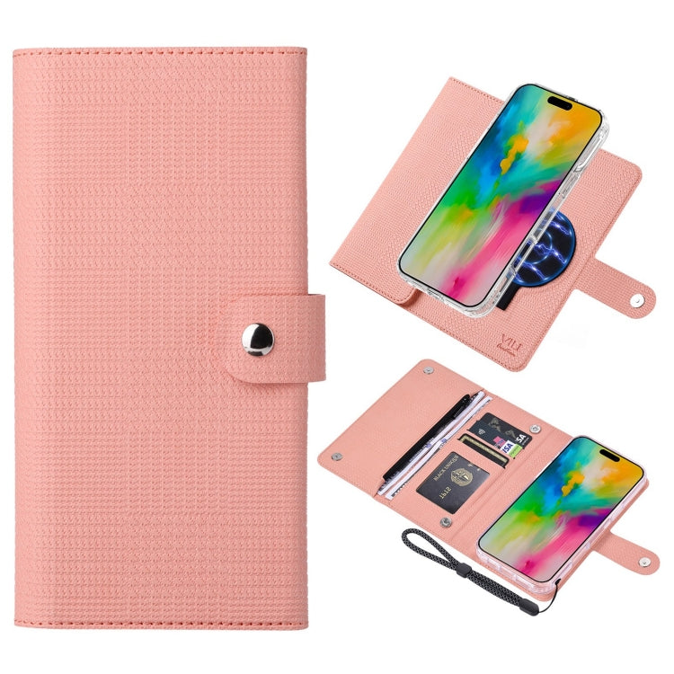 For iPhone 16 ViLi GHB-C Series RFID MagSafe Magnetic Flip Leather Phone Case(Pink) - iPhone 16 Cases by ViLi | Online Shopping South Africa | PMC TechLife | Buy Now Pay Later Mobicred