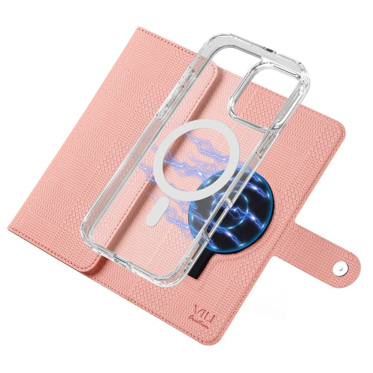 For iPhone 16 ViLi GHB-C Series RFID MagSafe Magnetic Flip Leather Phone Case(Pink) - iPhone 16 Cases by ViLi | Online Shopping South Africa | PMC Jewellery | Buy Now Pay Later Mobicred