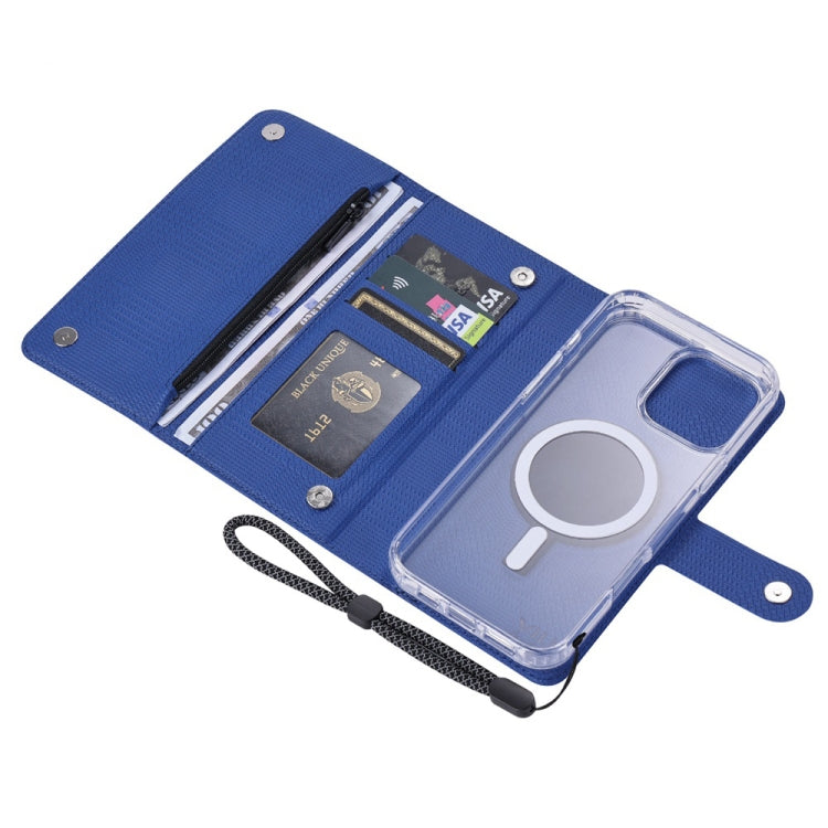 For iPhone 16 Plus ViLi GHB-C Series RFID MagSafe Magnetic Flip Leather Phone Case(Blue) - iPhone 16 Plus Cases by ViLi | Online Shopping South Africa | PMC Jewellery | Buy Now Pay Later Mobicred