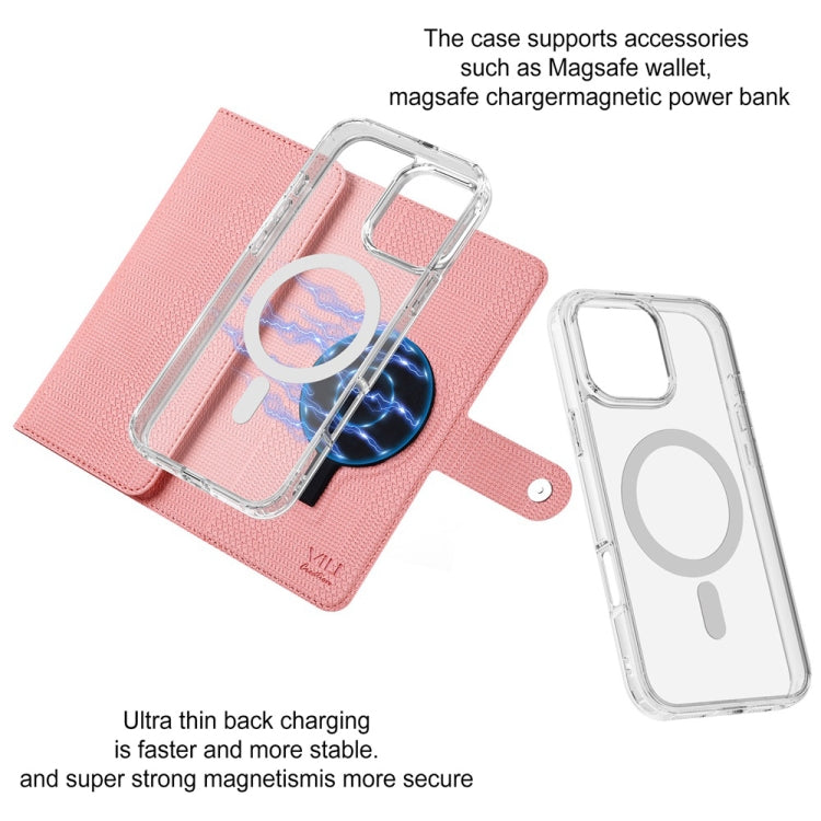For iPhone 16 Pro Max ViLi GHB-C Series RFID MagSafe Magnetic Flip Leather Phone Case(Pink) - iPhone 16 Pro Max Cases by ViLi | Online Shopping South Africa | PMC TechLife | Buy Now Pay Later Mobicred