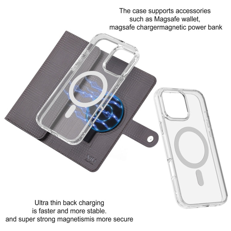 For iPhone 15 ViLi GHB-C Series RFID MagSafe Magnetic Flip Leather Phone Case(Grey) - free shipping - PMC Jewellery - Order now!