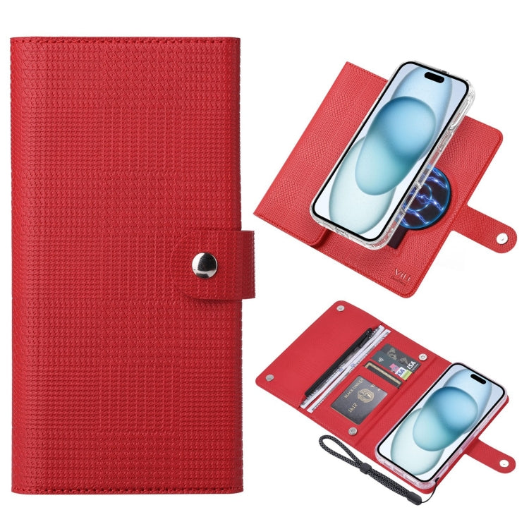 For iPhone 15 ViLi GHB-C Series RFID MagSafe Magnetic Flip Leather Phone Case(Red) - free shipping - PMC Jewellery - Order now!